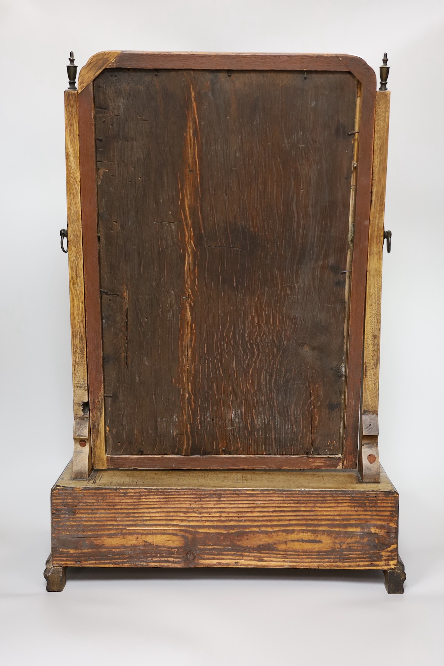 A George III mahogany box framed toilet mirror, 49cm tall